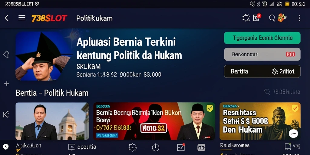 Tampilan antarmuka aplikasi 738SLOT yang menarik dan informatif.