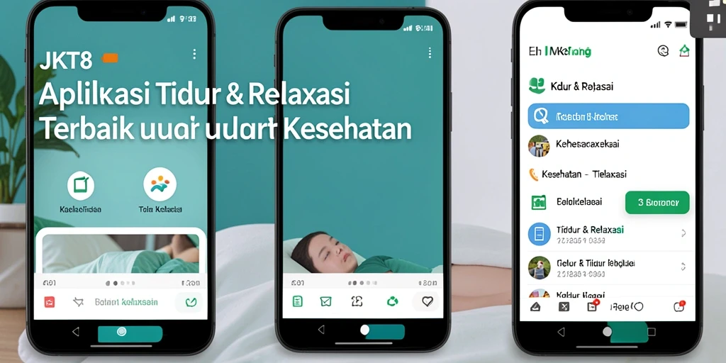 Tampilan antarmuka aplikasi JKT8 untuk Tidur & Relaksasi yang menenangkan.