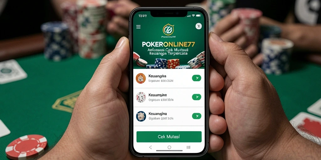 Antarmuka POKERONLINE77 dengan fitur Cek Mutasi yang mudah digunakan.