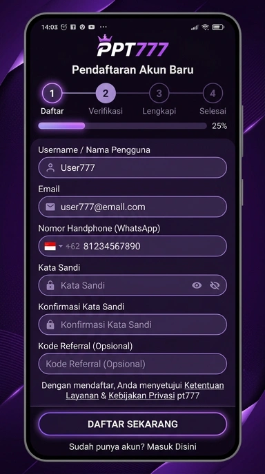 Cara Mudah Mendaftar Akun Baru pt777 di Android